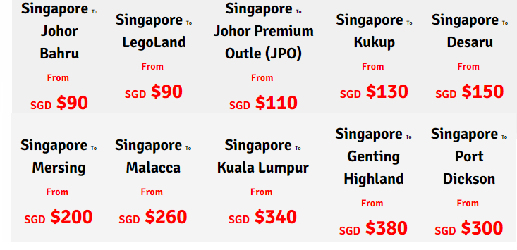 Booking Taxi from Singapore to Johor Premium Outlets